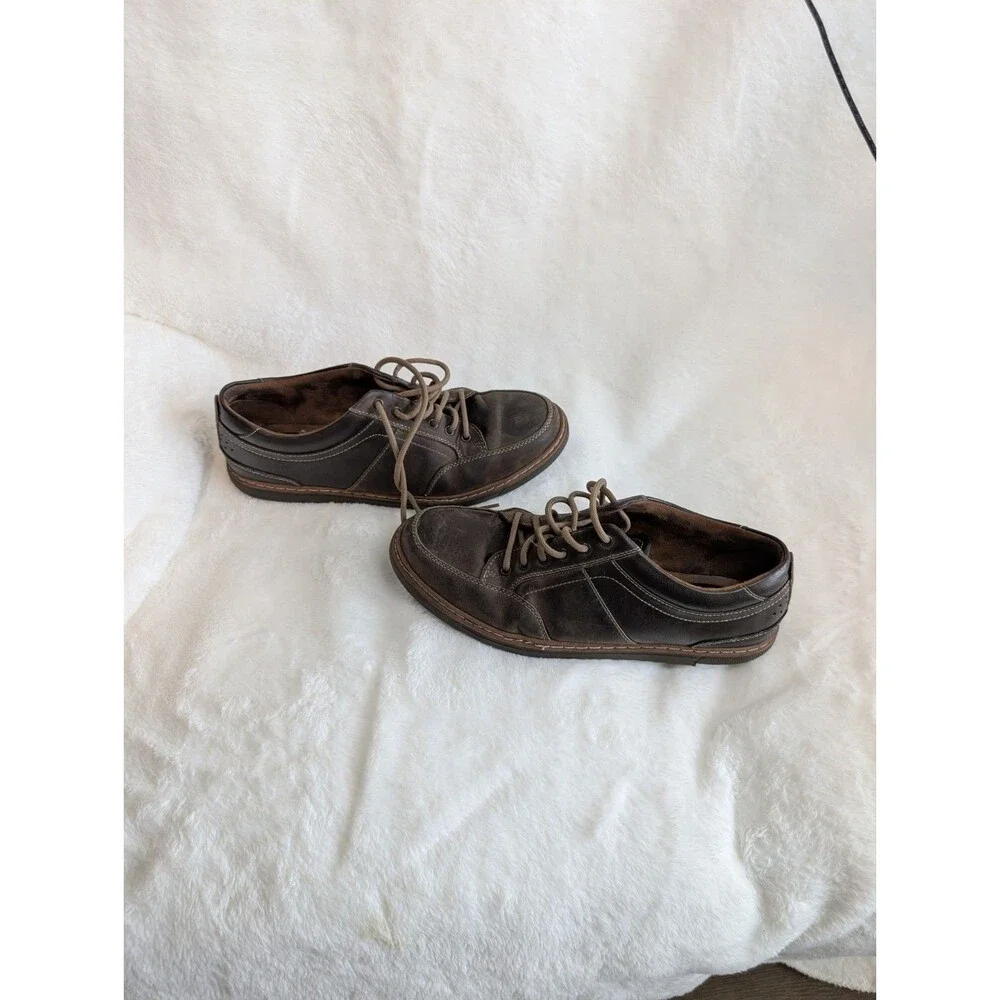 Brown Leather Steel Toe Work Oxford Shoes - Chunky Gorpcore Retro Grunge Low Top